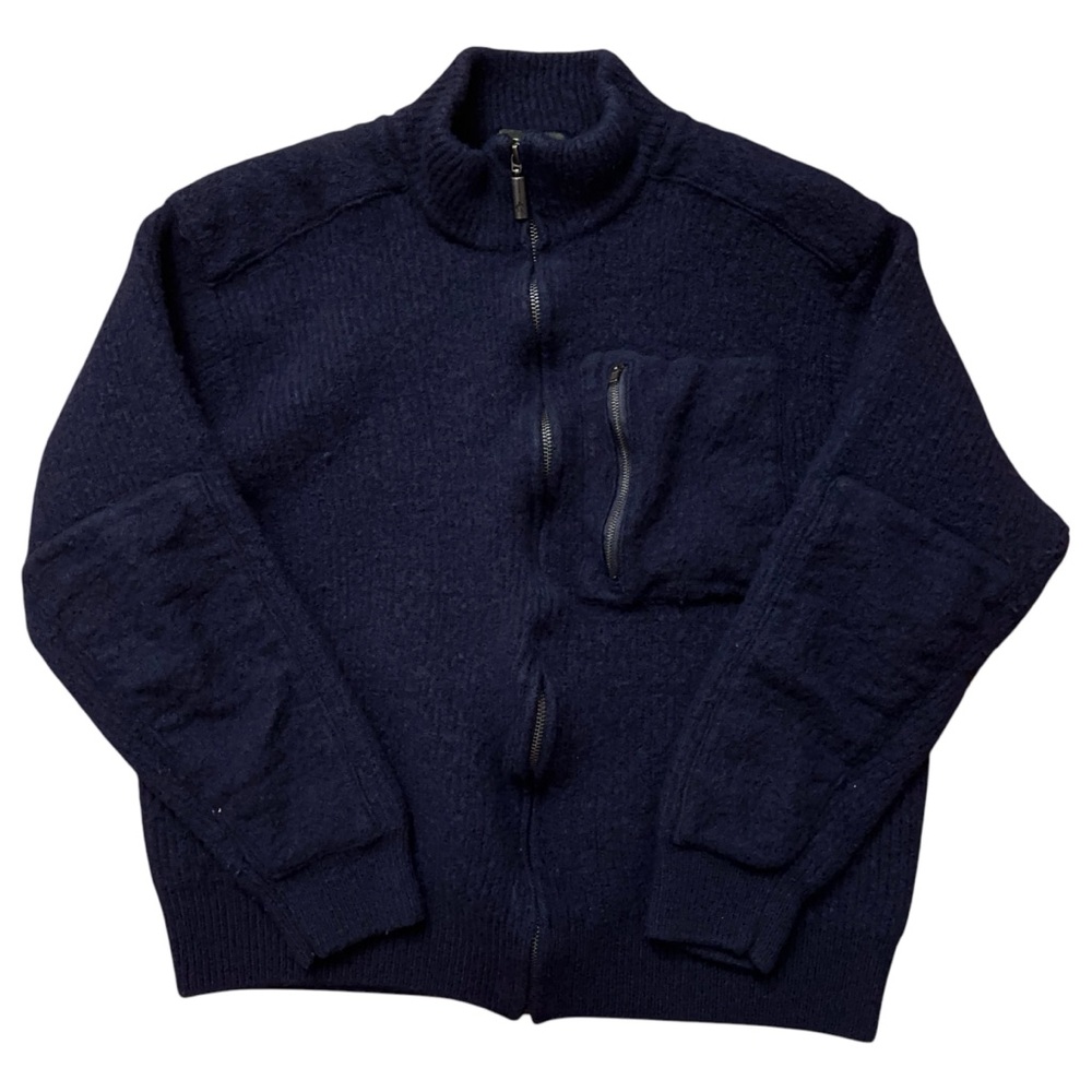 Orvis Jacket Mens Size S (XL) Full-Zip 100% Wol Sweater Zip Pocket Navy Blue